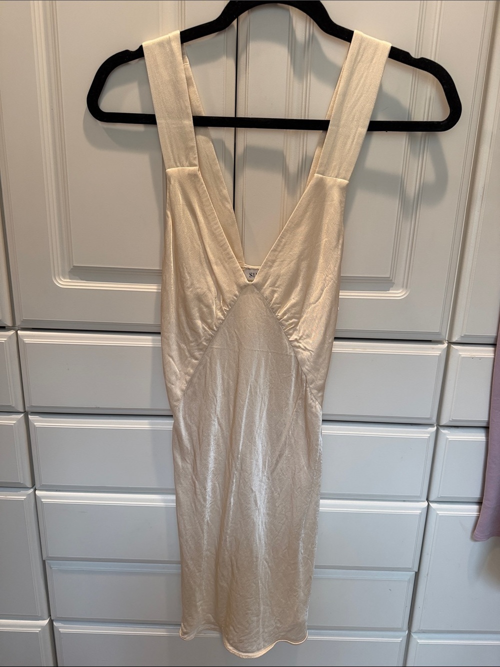 Shona Joy Ivory V-Neck Mini Slip Dress